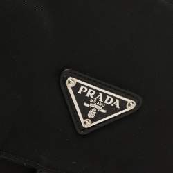 Pre Owned Prada Black Nylon Pocket Flap Messenger Bag