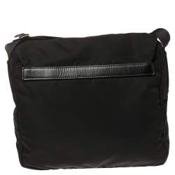 Pre Owned Prada Black Nylon Pocket Flap Messenger Bag