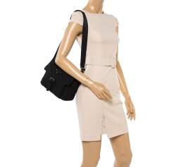 Pre Owned Prada Black Nylon Pocket Flap Messenger Bag