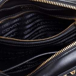 Pre Owned Prada Black Leather Studded Camera Crossbody Bag