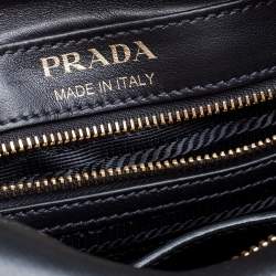 Pre Owned Prada Black Leather Studded Camera Crossbody Bag