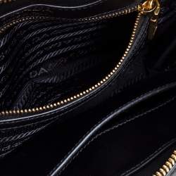 Pre Owned Prada Black Leather Studded Camera Crossbody Bag