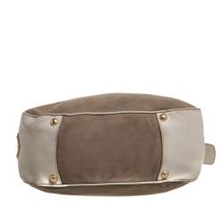 Pre Owned Prada Beige/Cream Logo Jacquard Canvas and Leather Hobo