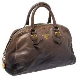 Pre Owned Prada Black/Beige Ombre Leather Dome Satchel