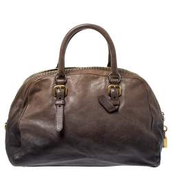 Pre Owned Prada Black/Beige Ombre Leather Dome Satchel