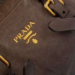 Pre Owned Prada Black/Beige Ombre Leather Dome Satchel