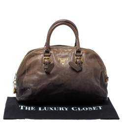 Pre Owned Prada Black/Beige Ombre Leather Dome Satchel