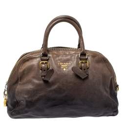 Pre Owned Prada Black/Beige Ombre Leather Dome Satchel