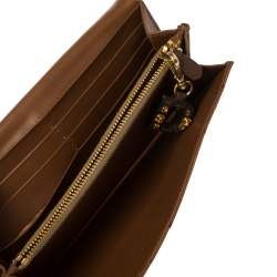 Pre Owned Prada Tan Ostrich Flap Continental Wallet