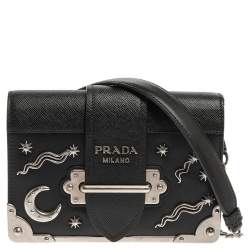 Prada Astrology Moon Stars Small Leather Crossbody Bag
