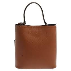 Prada Tan Saffiano Leather Medium Panier Top Handle Bag