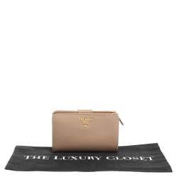 Pre Owned Prada Saffiano Lux Leather Wallet French Flap Wallet