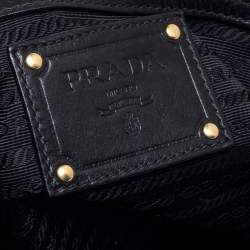 Pre Owned Prada Black Vitello Leather Sacca 2 Manici Hobo