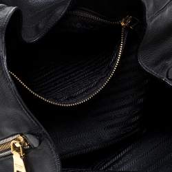 Pre Owned Prada Black Vitello Leather Sacca 2 Manici Hobo