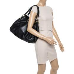 Pre Owned Prada Black Vitello Leather Sacca 2 Manici Hobo