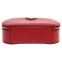 Pre Owned Prada Red Saffiano Lux Leather Odette Top Handle Bag