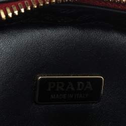 Pre Owned Prada Red Saffiano Lux Leather Odette Top Handle Bag
