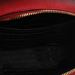 Pre Owned Prada Red Saffiano Lux Leather Odette Top Handle Bag