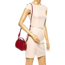 Pre Owned Prada Red Saffiano Lux Leather Odette Top Handle Bag