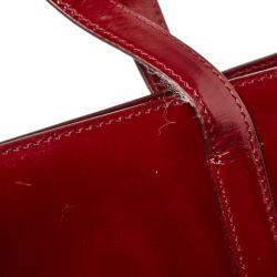 Pre Owned حقيبة برادا ساتشيل سحاب علوي جلد لامع أحمر