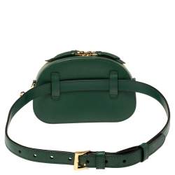 Pre Owned Prada Green Saffiano Lux Leather Odette Belt Bag