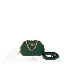 Pre Owned Prada Green Saffiano Lux Leather Odette Belt Bag