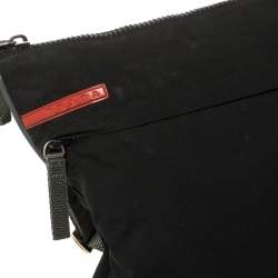 Prada Sport Black Nylon Front Zip Pocket Messengers Bag