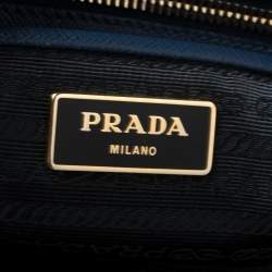 Pre Owned Prada Navy Blue Saffiano Lux Leather Open Galleria Tote
