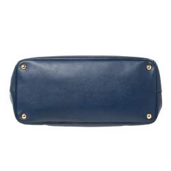 Pre Owned Prada Navy Blue Saffiano Lux Leather Open Galleria Tote