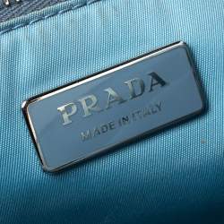 Pre Owned Prada Black Nylon and Leather Etiquette Studded Flap Shoulder Bag
