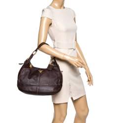 Pre Owned Prada Choco Brown Vitello Soft Leather Hobo