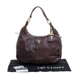 Pre Owned Prada Choco Brown Vitello Soft Leather Hobo
