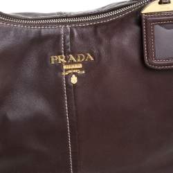 Pre Owned Prada Choco Brown Vitello Soft Leather Hobo
