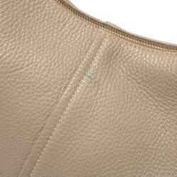 Pre Owned Prada Beige Vitello Daino Leather Zip Top Hobo