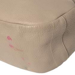 Pre Owned Prada Beige Vitello Daino Leather Zip Top Hobo