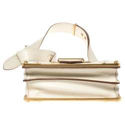 Pre Owned Prada Off White Laser Cut Leather Cahier Flap Shoulder Bag