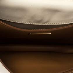 Pre Owned Prada Off White Laser Cut Leather Cahier Flap Shoulder Bag