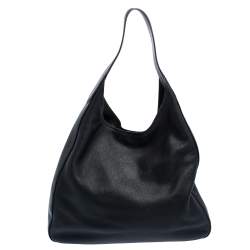 Pre Owned حقيبة هوبو برادا سحاب علوي جلد فيتيلو داينو أسود