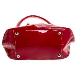 مملوكة مسبقًا Prada Red Patent Leather Cinghiale Frame Top Handle Bag