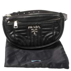 Pre Owned Prada Black Quilted Leather Belt Bag