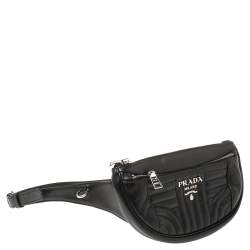 Pre Owned Prada Black Quilted Leather Belt Bag