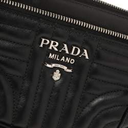 Pre Owned Prada Black Quilted Leather Belt Bag