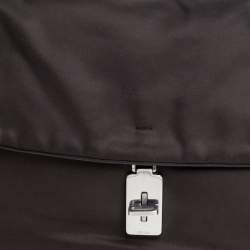 Pre Owned حقيبة كتف برادا قلاب قفل دوار جلد و نايلون بني داكن 