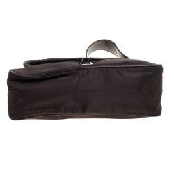 Pre Owned حقيبة كتف برادا قلاب قفل دوار جلد و نايلون بني داكن 