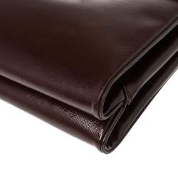 Pre Owned Prada Burgundy Patent Leather Flap Top Handle Bag