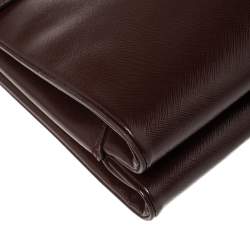 Pre Owned Prada Burgundy Patent Leather Flap Top Handle Bag