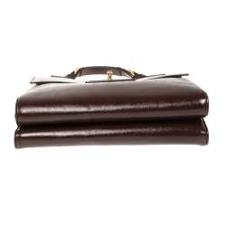 Pre Owned Prada Burgundy Patent Leather Flap Top Handle Bag