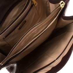 Pre Owned Prada Burgundy Patent Leather Flap Top Handle Bag