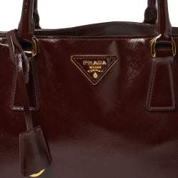 Prada Burgundy Saffiano Patent Leather Large Gardener's Tote