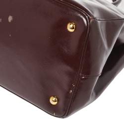Prada Burgundy Saffiano Patent Leather Large Gardener's Tote